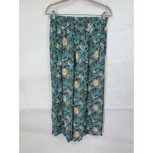 Roller Rabbit Pants Women S Blue Bird Monkey Wildlife Forest‎ Wide Leg Tropical